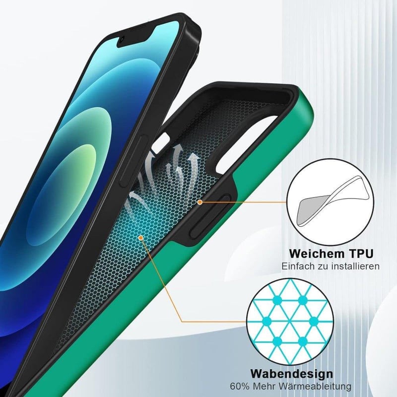 Huawei gyűrűs iPhone 14 tok beépített állvánnyal - zöld