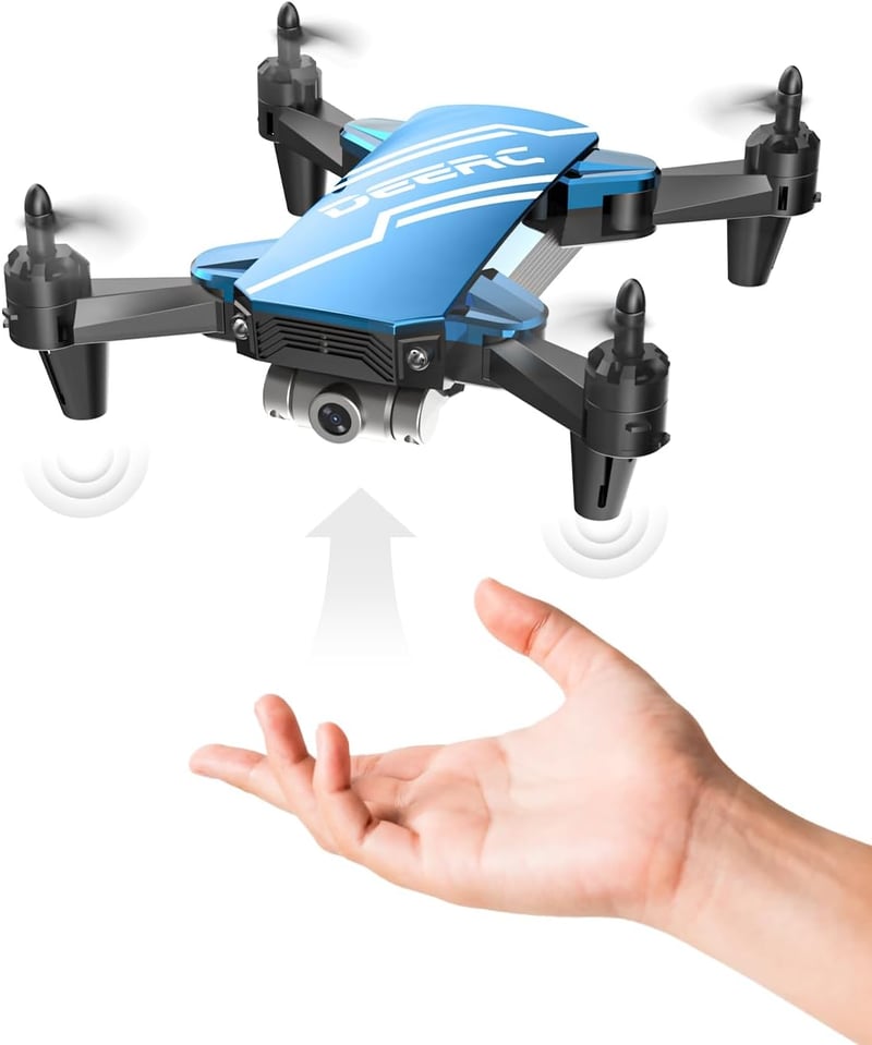 DEERC D20 Mini Drón 720P HD Kamerával - Összecsukható Kék Quadrokopter Gyerekeknek és Felnőtteknek, Hangvezérléssel, 2 Akkumulátorral