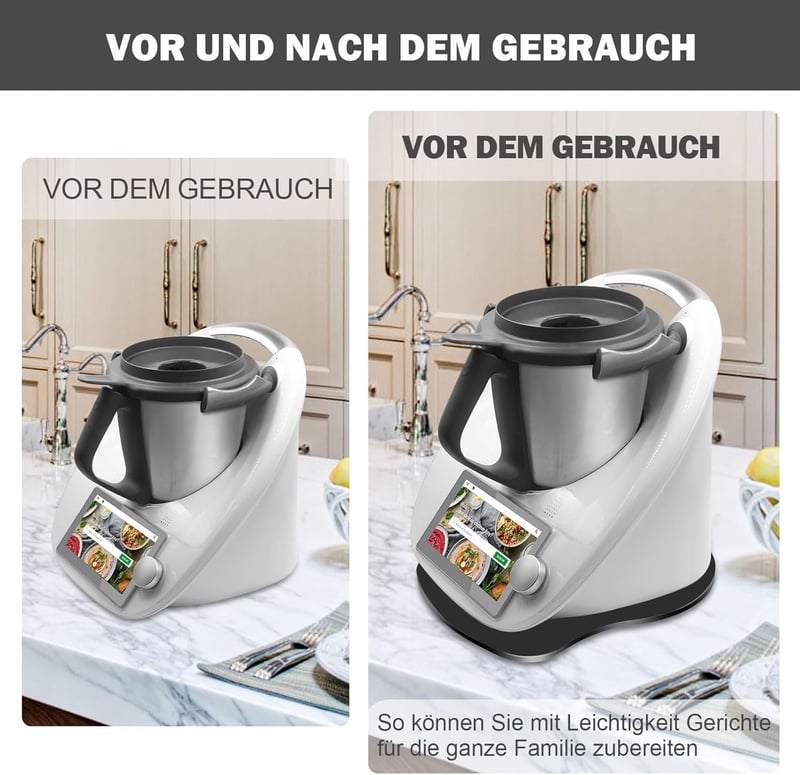 Placă glisantă cu role pentru Thermomix TM6 TM5 - Suport culisant acrilic negru pentru robotul Vorwerk
