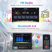 Podofo 1 DIN Autórádió 7" Kihúzható Érintőképernyővel - Apple CarPlay és Android Auto Támogatás, Bluetooth, FM, Tolatókamera 4