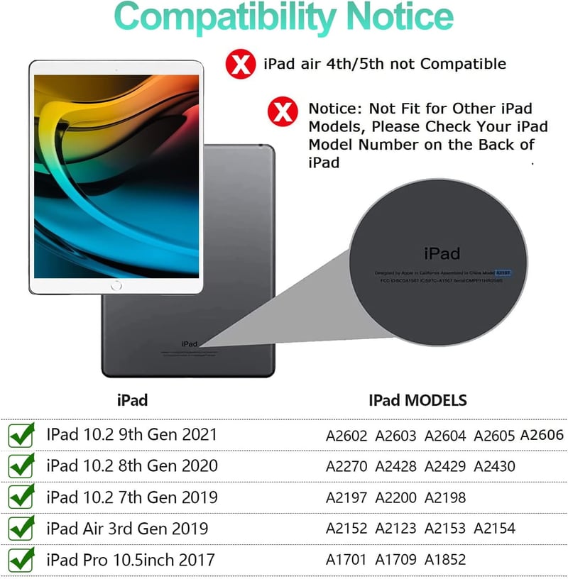FOGARI iPad Billentyűzet Tok Trackpaddal - Vezeték Nélküli Leválasztható AZERTY Billentyűzet iPad 9/8/7, Air 3, Pro 10.5 Modellekhez, Ceruza
