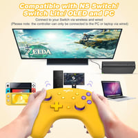 PXN 9607X Sárga Vezeték Nélküli Switch Pro Kontroller Turbóval és NFC Amiibo Támogatással 2