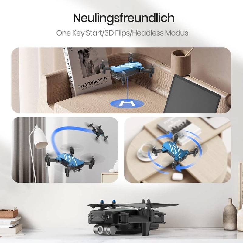 DEERC D20 Gyerek Drón 720P Kamerával, Mobiltelefon Irányítás, Magasságtartás, Fejnélküli Mód, 3D Flip Funkció, Kezdőknek Ajánlott Quadcopter
