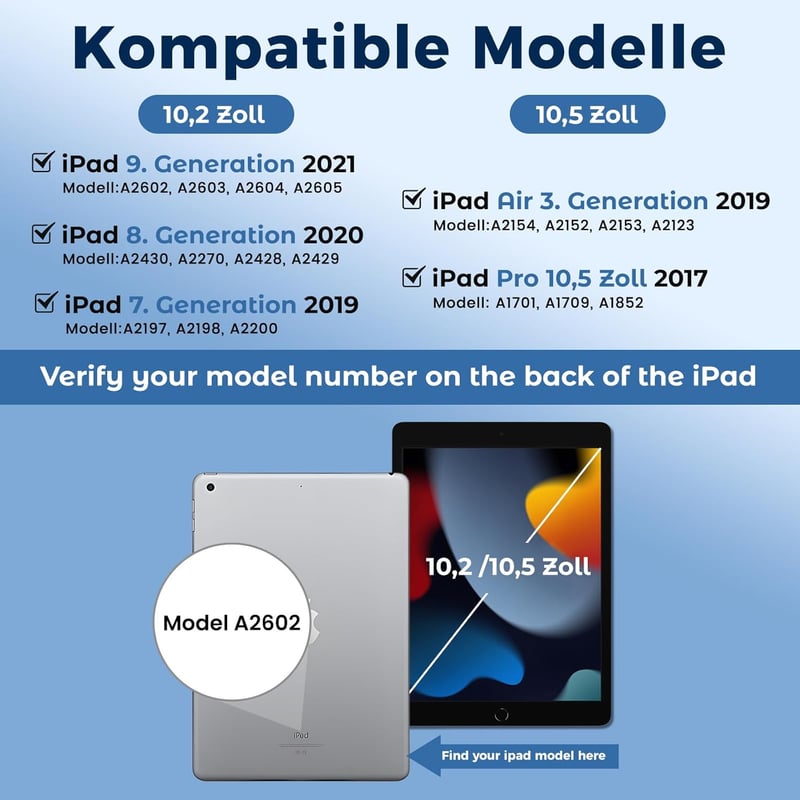 Tumeiguan Megnövelt Billentyűzetű Tok iPad 7/8/9 Generációhoz 10.2", iPad Air 3 és Pro 10.5" Készülékekhez - Kiesés Elleni Védelemme