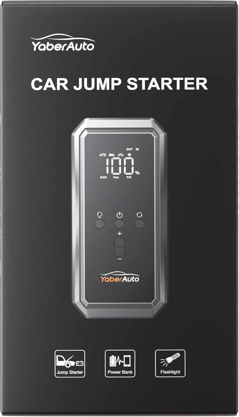 Yaber 4 az 1-ben autós indítássegítő powerbank 3000A, 150PSI kompresszorral