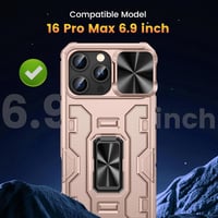 Doeshine iPhone 16 Pro Max Tok, 360° Forgatható Mágneses Gyűrűs Állvánnyal, Katonai Szintű Védelem, Kameracsúszka, 2db Kijelzővédő Fóliával, 2