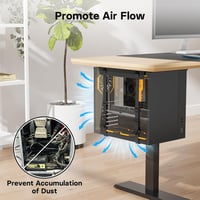 BONTEC Állítható Számítógép Tartó Asztal Alá, Acél CPU Konzol 20kg Teherbírással, 180cm Pántokkal, Fekete Asztali PC Rögzítő 3