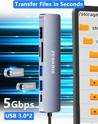 ZESKRIS 7-in-1 USB-C Hub Adapter Ethernet, 100W PD, 4K HDMI, USB 3.0, TF/SD/microSD Kártyaolvasó - MacBook, iPad Pro, Switch Kompatibilis 5