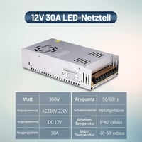 RUIZHI 12V 30A Kapcsolóüzemű Tápegység 360W - Univerzális Adapter LED Szalagokhoz, 3D Nyomtatókhoz, Számítógépes Projektekhez 2