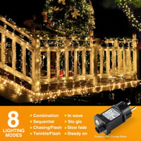 GlobaLink LED Fényfüzér 50m - Kültéri-Beltéri 2000 LED, IP44 Vízálló, 8 Világítási Mód, Memória Funkcióval, Meleg Fehér 6