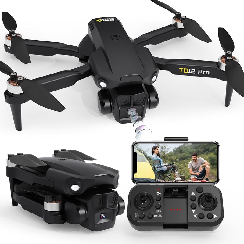 Toladrone TD12Pro Összecsukható Drón 1080P HD Kamerával - Kefenélküli Motorok, Optikai Pozicionálás, Fejnélküli Mód, Kezdőknek és Haladóknak