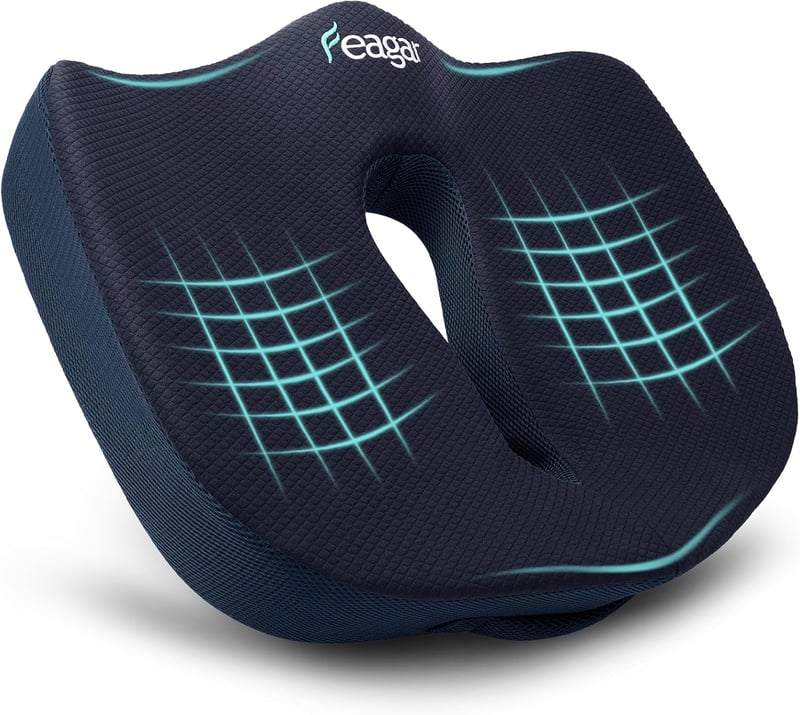 Feagar Ortopédikus Ülőpárna Irodai Székhez - Memóriahabos Coccyx Párna XXL Vastagság 90-150kg