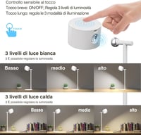 Feallive LED asztali lámpa dimmer funkcióval, USB töltéssel, 360° forgatható olvasólámpa 2