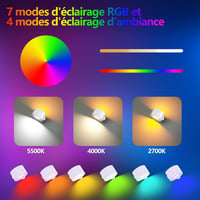 Feallive LED fali lámpa távirányítóval, dimmer, 360° forgatható, 4 fényerő, RGB 5
