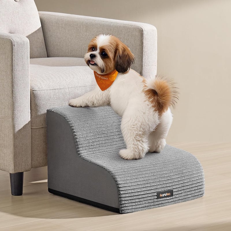 Feandrea 2 lépcsős kutyalépcső ágyhoz kanapéhoz vízálló csúszásmentes szürke - 2 Steps(40L x 40W x 30H cm), gray