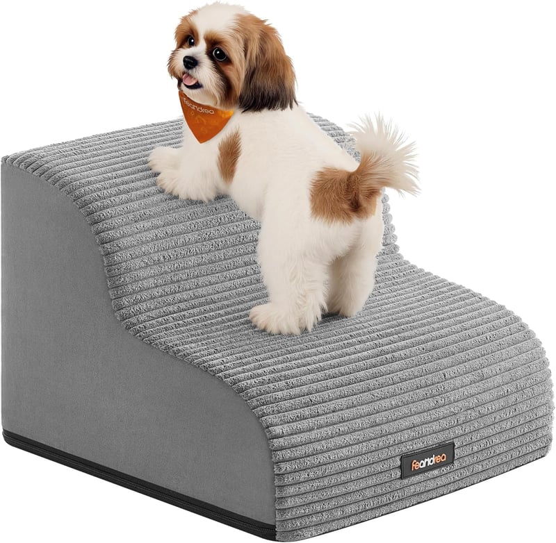Feandrea 2 lépcsős kutyalépcső ágyhoz kanapéhoz vízálló csúszásmentes szürke - 2 Steps(40L x 40W x 30H cm), gray