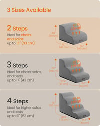 Feandrea 2 lépcsős kutyalépcső ágyhoz kanapéhoz vízálló csúszásmentes szürke - 2 Steps(40L x 40W x 30H cm), gray 7