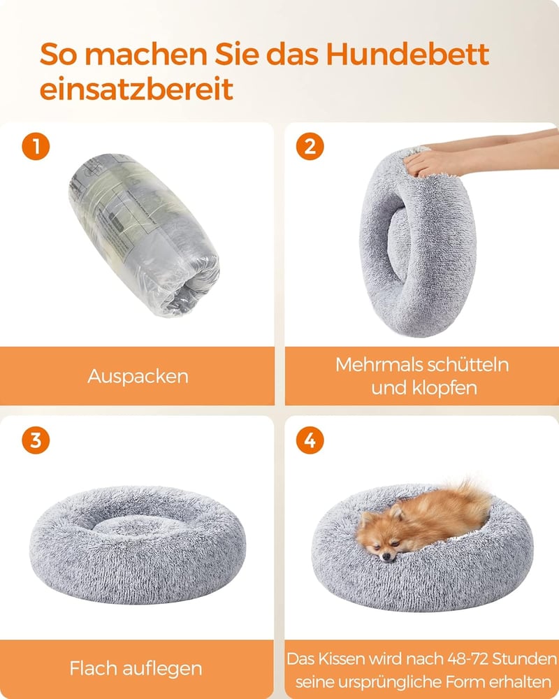 Feandrea Fluffy kutyaágy macskágy 60cm szürke plüss mosható