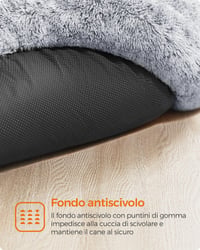 Feandrea PGW040G01 Plyšový pelech pre psov a mačky, vankúš v tvare šišky, s vyberateľným a prateľným vnútorným vankúšom, dlhý plyš, priemer 80 cm, ombré sivá 6