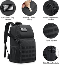 G4Free 35L Taktikai Hátizsák - Fekete Katonai Stílusú Túrazsák MOLLE Rendszerrel - Vízálló Poliészter Túra, Kemping, Vadászat és Outdoor Tev 2