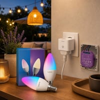 Pametna rasvjeta i kontrola: 1x E14 RGB žarulja + 1x WiFi utičnica s mjerenjem + 1x WiFi pametni relej 1