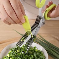 Febbya 5 pengés gyógynövényolló rozsdamentes acél zöld nyél fedéllel és tisztító fésűvel metélőhagyma hagyma koriander zöldséghez 2