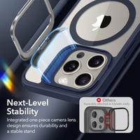 ESR iPhone 15 Pro MagSafe-kompatibilis katonai védőtok rejtett állvánnyal, sötétkék 9