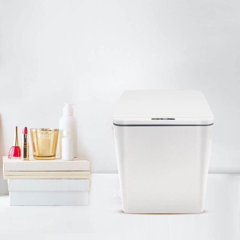 FEBHBRQ 6 Literes Automatikus Szenzoros Szemetes Kuka Fedéllel Otthonhoz Irodához - White/Battery