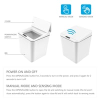 FEBHBRQ 6 Literes Automatikus Szenzoros Szemetes Kuka Fedéllel Otthonhoz Irodához - White/Battery 3