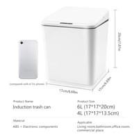 FEBHBRQ 6 Literes Automatikus Szenzoros Szemetes Kuka Fedéllel Otthonhoz Irodához - White/Battery 2