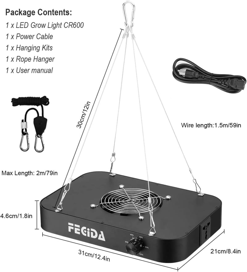 FECiDA 200W LED Növénylámpa Dimmelhető, 20000 Lumen Teljes Spektrum Növekedési Lámpa
