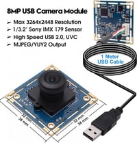 IMX179 CMOS 8MP USB Webkamera 180° Halászszem Objektívvel (Felújított) 2