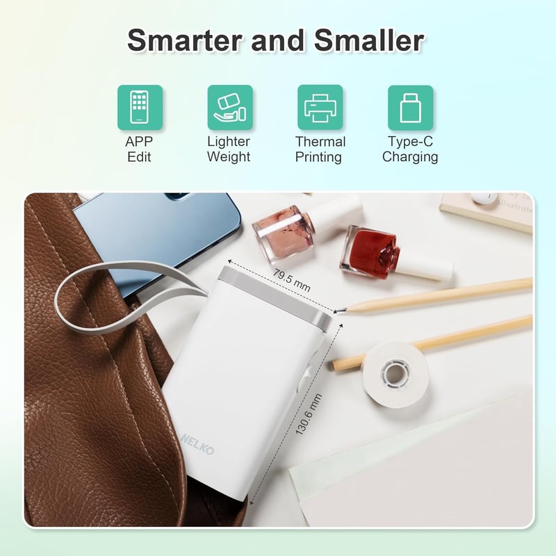 Nelko P21 Bluetooth címkenyomtató - Hordozható, vezeték nélküli, öntapadós etikett készítő iOS/Android-hoz papírt nem tartalmaz