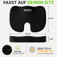 Ortopedický sedací vankúš feela s 3 stupňami tvrdosti – Ergonomický vankúš na sedenie na kancelársku stoličku a do auta – Na úľavu od bolesti a odľahčenie kostrče – Medium 6