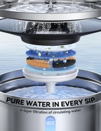 Fântână de băut pentru pisici FEELNEEDY din oțel inoxidabil 304, 3,5 L, fântână automată pentru pisici 8