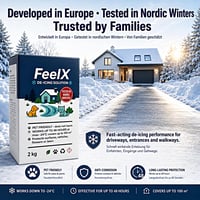 Sare de dezgheț FeelX – Prietenoasă cu animalele de companie, efect de lungă durată, sare ecologică cu aditiv anticoroziv, eficientă până la -24,5°C, 2 kg 3