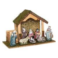 FEERIC LIGHTS & CHRISTMAS Porcelánový Betlehem s LED osvetlením - 3 v 1 Vianočná Dekorácia so 7 figúrkami 1