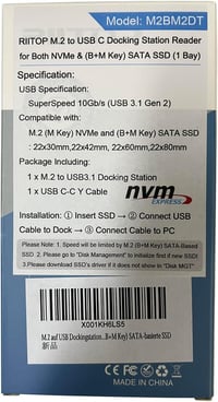 RIITOP M.2 NVMe és SATA SSD USB-C adapter - külső SSD dokkoló 8