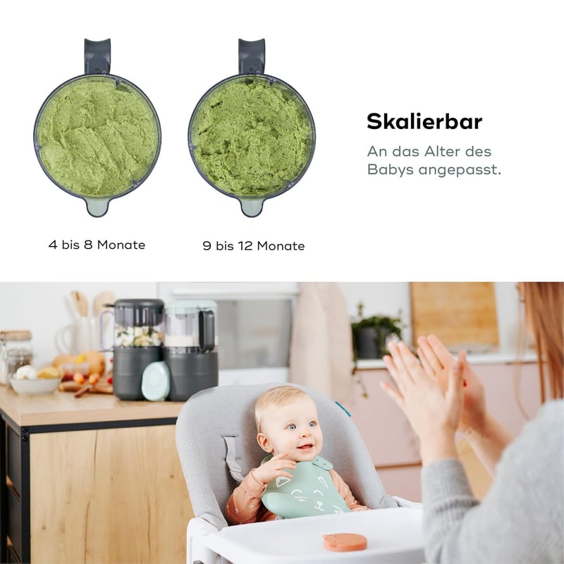 Babymoov Nutribaby One 4 az 1-ben Bébiétel Készítő - 2L Kapacitás, Kíméletes Párolás, Keverés, Melegítés és Kiolvasztás Funkcióval