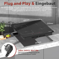 Cooksir 60 cm-es Indukciós Főzőlap 4 Zónával - Rugalmas Kombinált Felülettel, 3500W Teljesítmény, Üvegkerámia, Önálló Beépíthető 7
