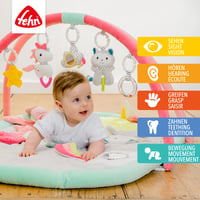 Fehn 3D hracia deka s hrazdou a závesnými hračkami, vzor Aiko a Yuki, pre bábätká 2