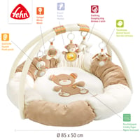Fehn 3D-Activity-Nest Rainbow Játszófészek Babáknak – Puha Játékív 5 Levehető Játékkal, Újszülöttektől, 85 cm átmérő 4