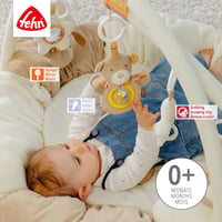 Fehn 3D-Activity-Nest Rainbow Játszófészek Babáknak – Puha Játékív 5 Levehető Játékkal, Újszülöttektől, 85 cm átmérő 3