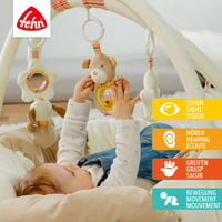 Fehn 3D-Activity-Nest Rainbow Játszófészek Babáknak – Puha Játékív 5 Levehető Játékkal, Újszülöttektől, 85 cm átmérő 2