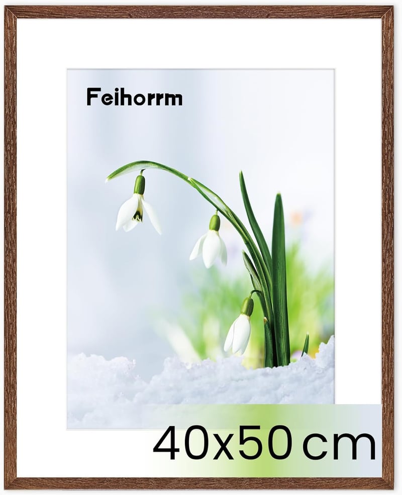 Feihorrm Dióbarna tölgy fa képkeret edzett üveggel 40x50 cm fotókhoz (29x39 cm paszpartuval) 1 db