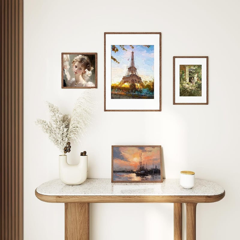 Feihorrm Dióbarna tölgy fa képkeret edzett üveggel 40x50 cm fotókhoz (29x39 cm paszpartuval) 1 db