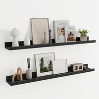 Raft de perete suspendat Feihorrm, set de 2 bucăți, 230 cm, poliță pentru tablouri și cărți, raft din lemn MDF montabil pe perete pentru camera copiilor, sufragerie și dormitor 1
