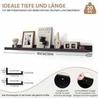 Raft de perete suspendat Feihorrm, set de 2 bucăți, 230 cm, poliță pentru tablouri și cărți, raft din lemn MDF montabil pe perete pentru camera copiilor, sufragerie și dormitor 3