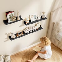 Raft de perete suspendat Feihorrm, set de 2 bucăți, 230 cm, poliță pentru tablouri și cărți, raft din lemn MDF montabil pe perete pentru camera copiilor, sufragerie și dormitor 6