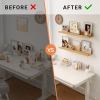 Raft de perete suspendat Feihorrm, set de 2, 60 cm, lemn MDF, pentru rame foto și decorațiuni, design industrial, pentru birou, dormitor și bucătărie, bej 7